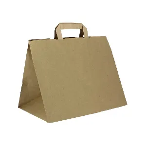 Bolsa papel kraft c/ asa plana 32+21x26cm