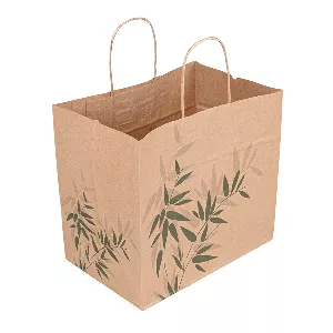 Bolsas sos con asas "traiteur" 'feel green' 80 g/m2 26+17x24 cm natural kraft (250 unid.)