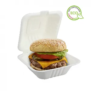 50 Uds. Cajas para hamburguesas de fibra blancas (10x10x8cm) | Ref: 181WHUB003C