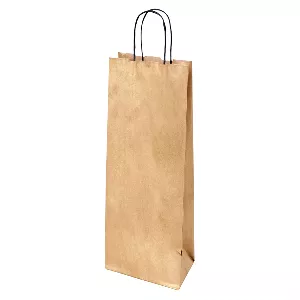 Bolsas sos con asas 1 botella  100 g/m2 14+8x40 cm oro kraft (250 unid.)