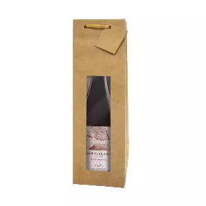 10 u. bolsas porta botellas con ventana  175 g/m2 9,2+8,8x38 cm natural kraft (10 unid.)