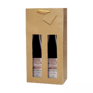 10 u. bolsa porta botellas cordon  175 g/m2 18+8,8x38 cm natural kraft (10 unid.)