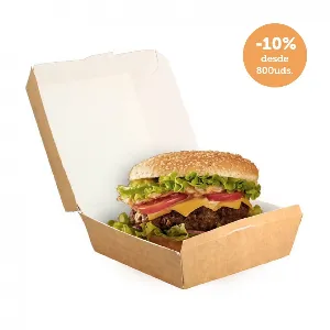 400 Uds. Caja para hamburguesa grande de cartón kraft (12x12x8cm) | Ref: EG0032K