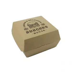 Caja para hamburguesa ande de cartón kraft (12x12cm) Personalizada 1 Tinta : Dimensiones - 1 Tinta|12x12x8cm