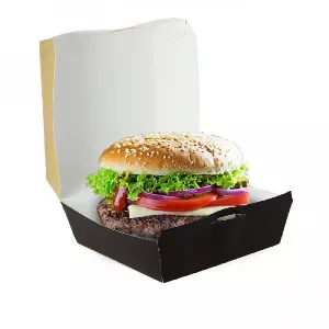 200 Uds. Cajas para hamburguesas XXL cartón negro kraft | Ref: EG0047KNG