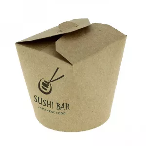 Envase de Cartón Estanco Kraft Impreso : Caras - 1, Dimensiones - M|8,5x7x9,7cm|500cc|8,3Ø, Tintas - 1